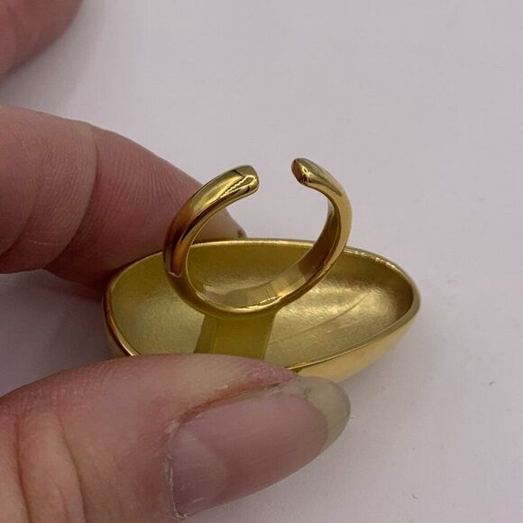 New large scale gold plated stainless steel ring, adjustable size, mirror finish - Picture 4 of 16